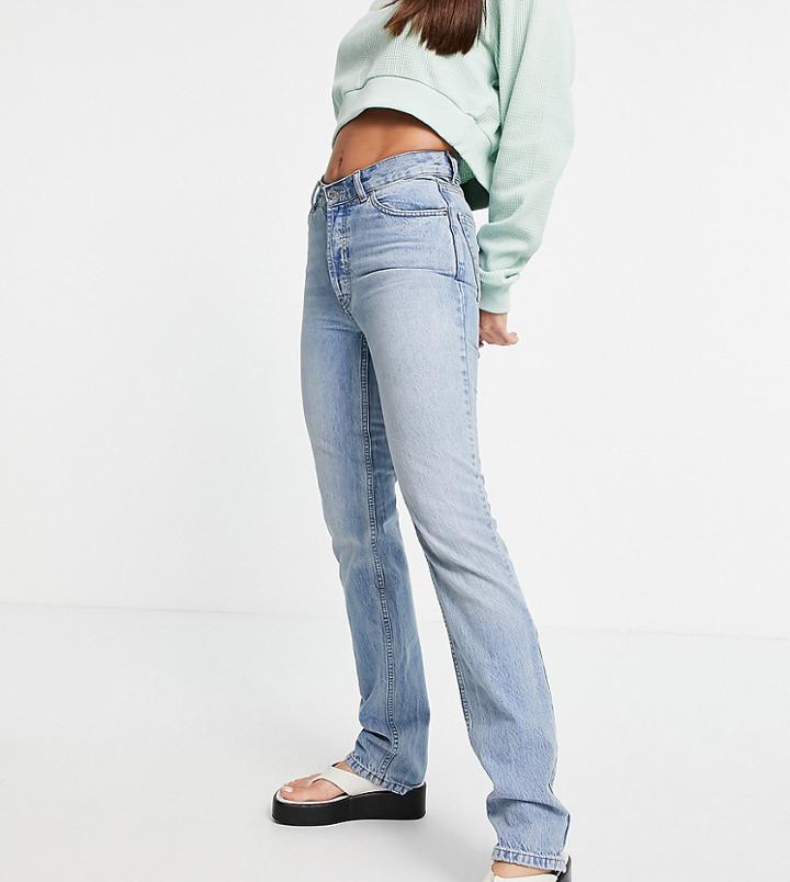 Asos Design Tall Premium Organic Mid Rise Straight Leg Jeans In Lightwash-blues