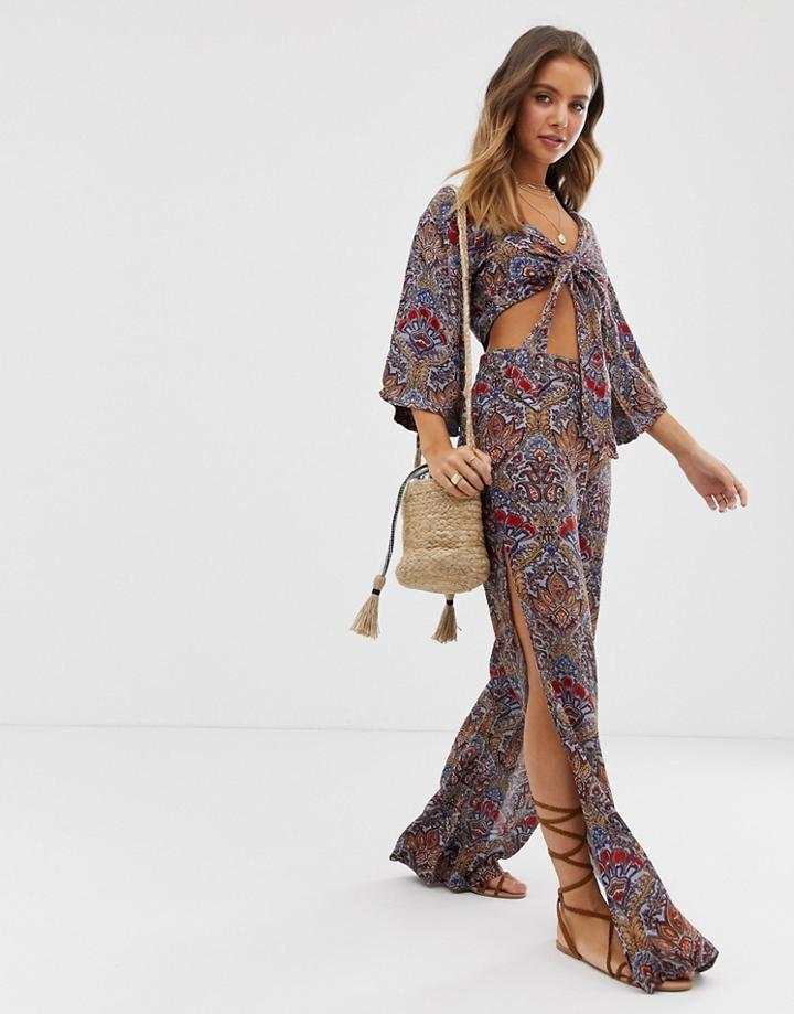 Raga Desert Flower Paisley Print Flared Two-piece Pants - Multi