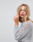 Wal G Off Shoulder Sweater - Gray