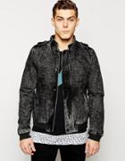 Pull & Bear Denim Jacket In Acid Wash - Black