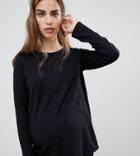 Asos Design Maternity Mix & Match Long Sleeve Pyjama Tee-black