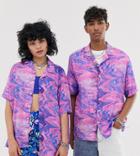 Collusion Unisex Marble Print Viscose Shirt - Pink