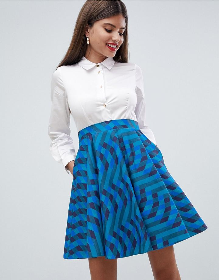Closet London Shirt And Skater Dress - Multi