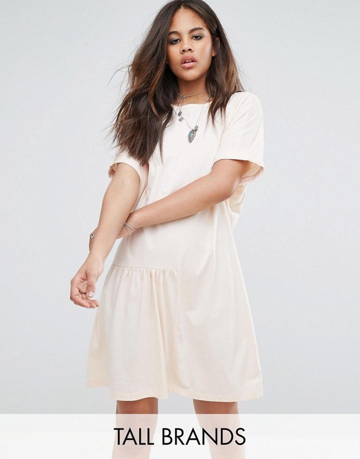 Noisy May Tall Drop Hem Midi Dress - Pink