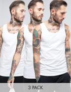 Boss Black By Hugo Boss Tank 3 Pack In Regular Fit White - White