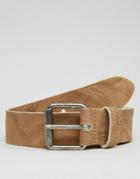 Asos Leather Belt With Vintage Finish - Tan