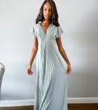 Tfnc Tall Bridesmaid Lace Detail Maxi Dress With Flutter Sleeve In Sage-green
