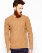 Asos Lambswool Rich Cable Sweater - Beige