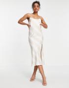 Asos Design Cami Maxi Dress In Beige Stripe Print-multi