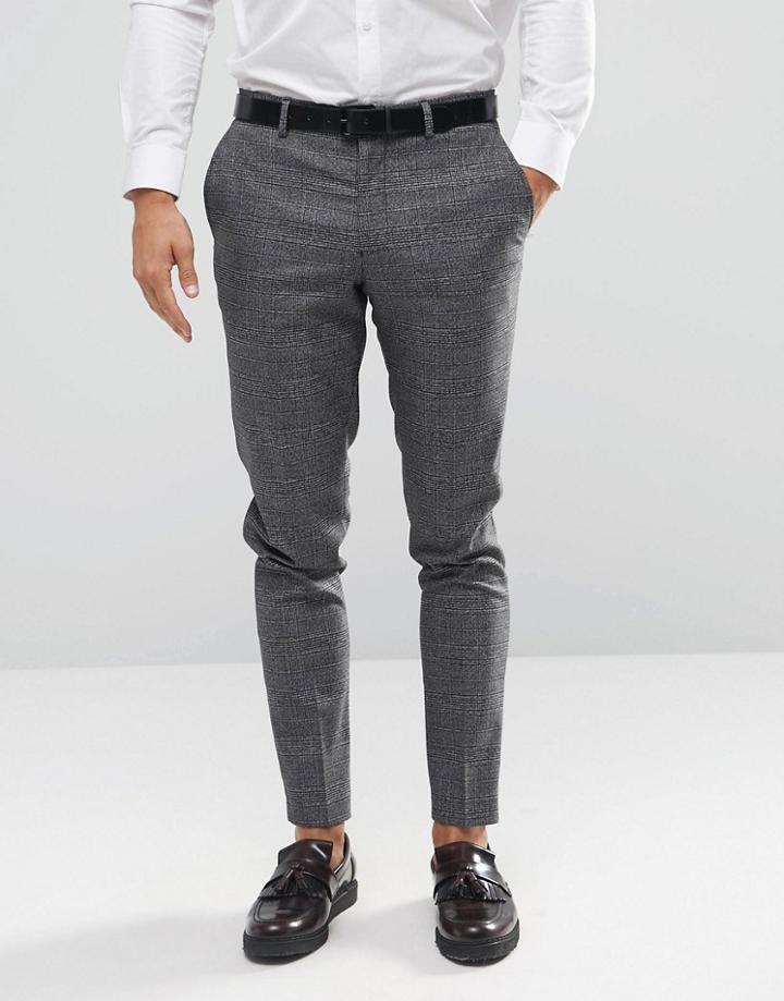 Jack & Jones Premium Smart Trouser In Pow Check - Gray