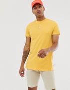 Asos Design Longline T-shirt With Crew Neck And Side Splits In Yellow - Yellow