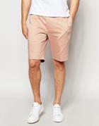 Asos Skinny Smart Shorts In Cotton Sateen - Pink