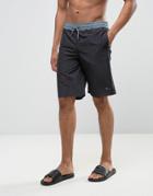 Wetts Board Swim Shorts With Contrast Waist - Black