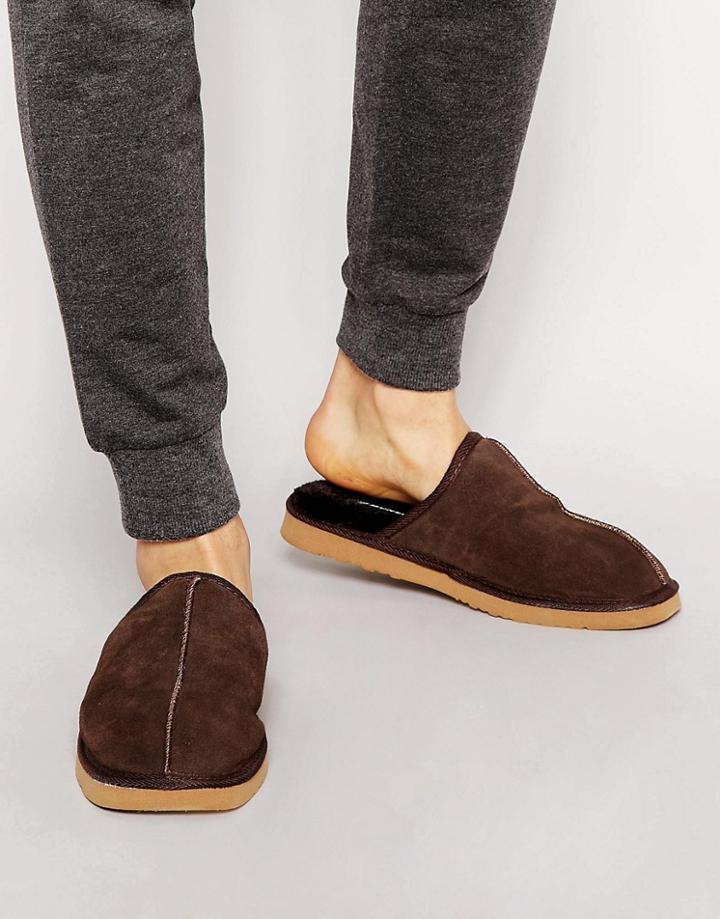 Dunlop Mule Slippers - Brown