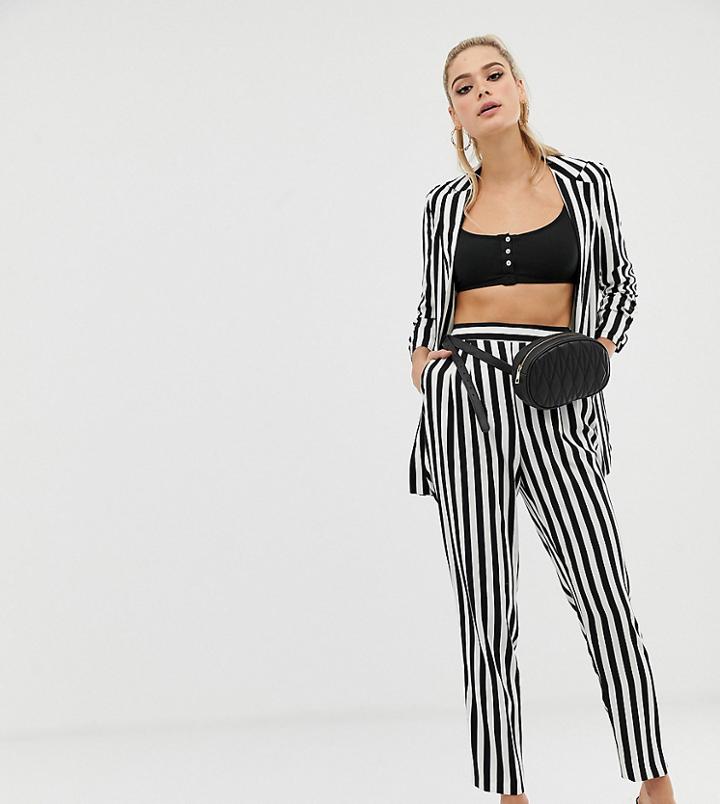 Asos Design Tall Tapered Pants In Bold Mono Stripe-multi