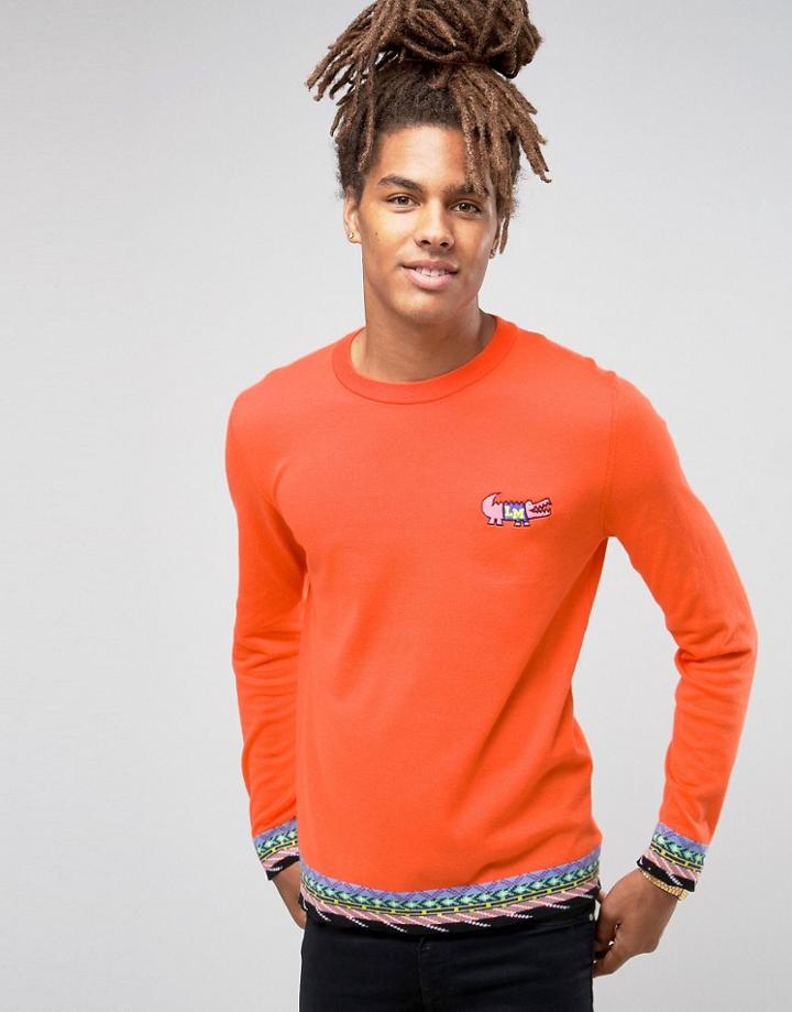 Love Moschino Embroidered Crocodile Sweater - Orange