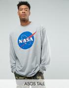 Asos Tall Nasa Oversized T-shirt With Batwing - Gray
