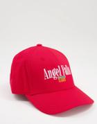 Asos Design 90's Retro Baseball Cap In Red With Text Embroidery