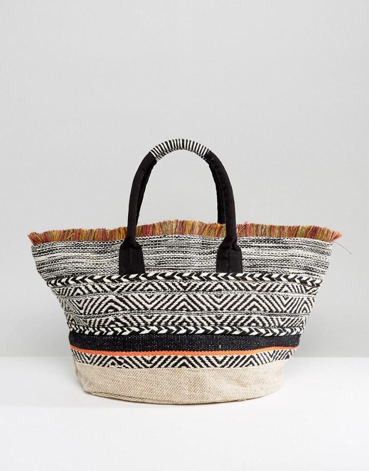 Mango Beach Bag With Fringing - Multi
