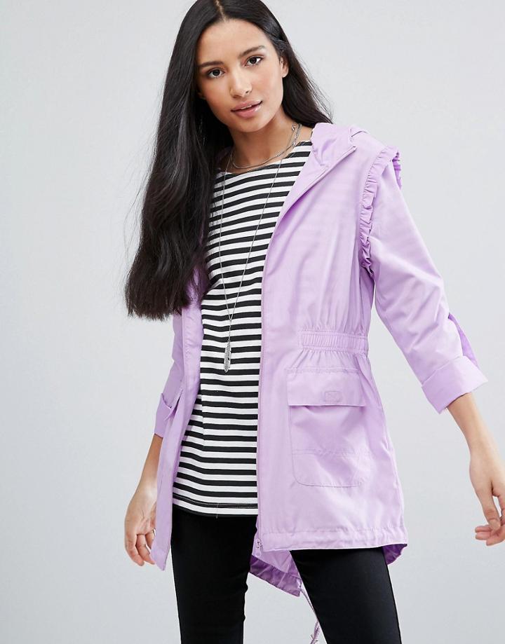 Brave Soul Plain Frill Festival Trench - Purple