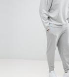 Asos Design Plus Standard Joggers With Turn Up Hem In Gray Marl - Gray