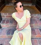 Labelrail X Collyer Twins Midi Dress With Open Back In Textured Spot-yellow
