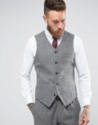 Asos Wedding Slim Vest In Gray Tweed - Gray