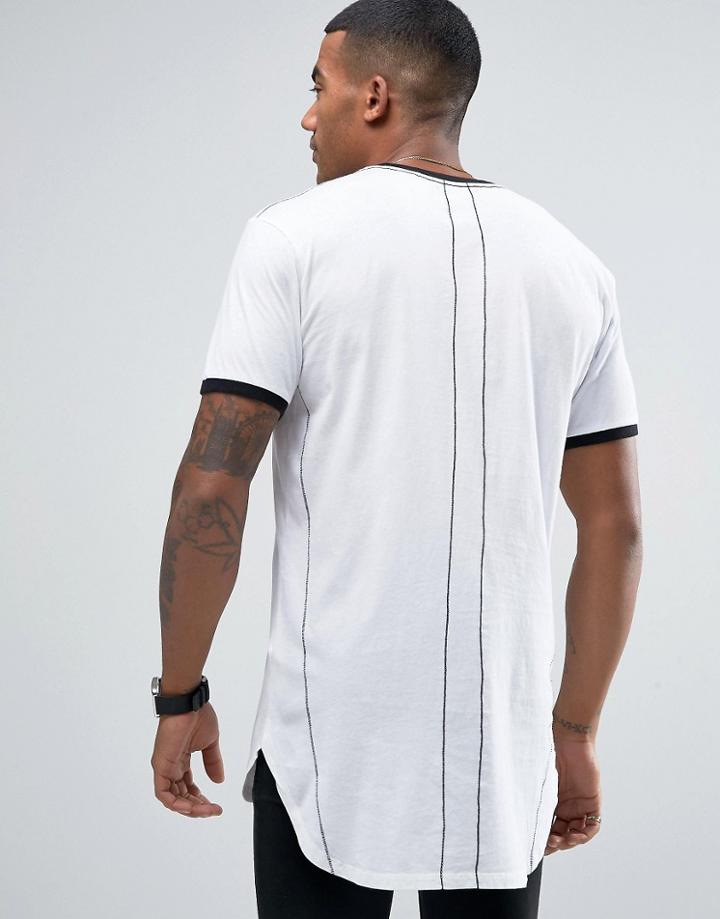 Religion Longline Ringer T-shirt - White