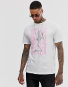 Religion T-shirt With Pink Skeleton Text Print In White - White