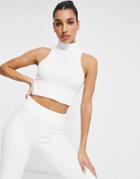 Asos Design Coordinating Knit Tank With High Neck In Soft Boucle Yarn In Cream-white
