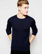Jack & Jones Premium Cable Knit Sweater - Navy