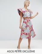 Asos Petite Salon Floral Jacquard Prom Skirt Co-ord - Multi