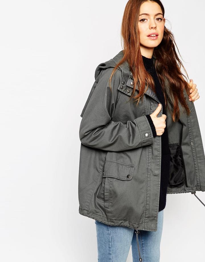 Asos Jacket With Batwing Sleeve - Charcoal