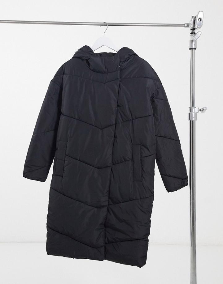 Noisy May Padded Maxi Coat In Black