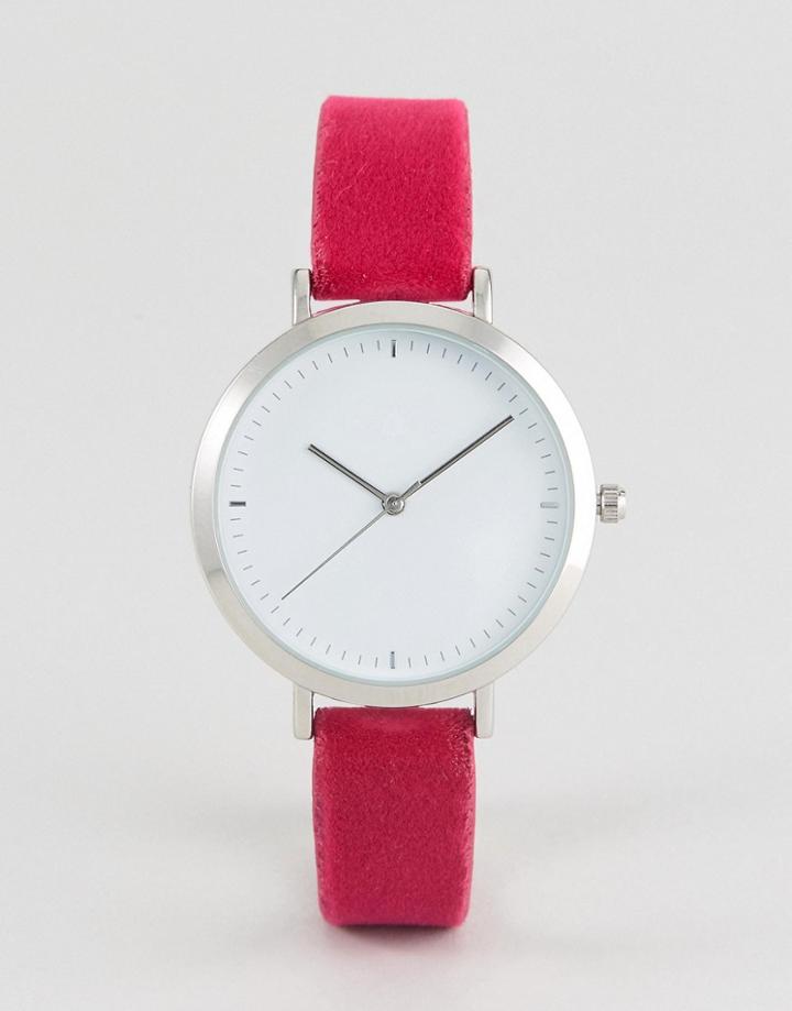 Asos Hot Pink Velvet Watch - Pink