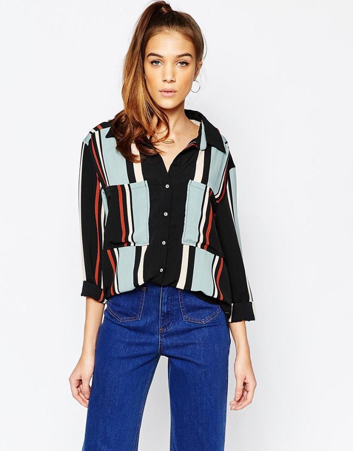 Daisy Street Relaxed Shirt In Stripe - Multi