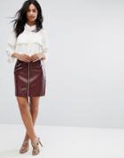 Vero Moda Vinyl Zip Mini Skirt - Purple