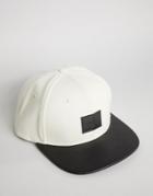 Asos Snapback Cap In Off-white Melton - White