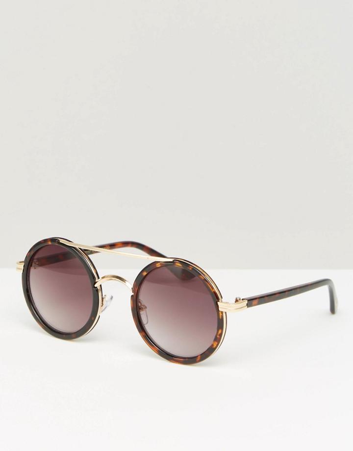 Mango Tort Round Sunglasses - Brown