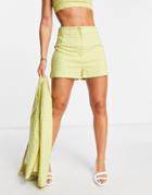 Topshop Gingham Shorts In Green - Part Of A Set-neutral