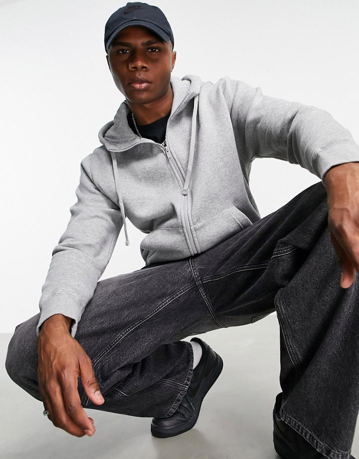 Nike Club Zip Up Hoodie In Grey