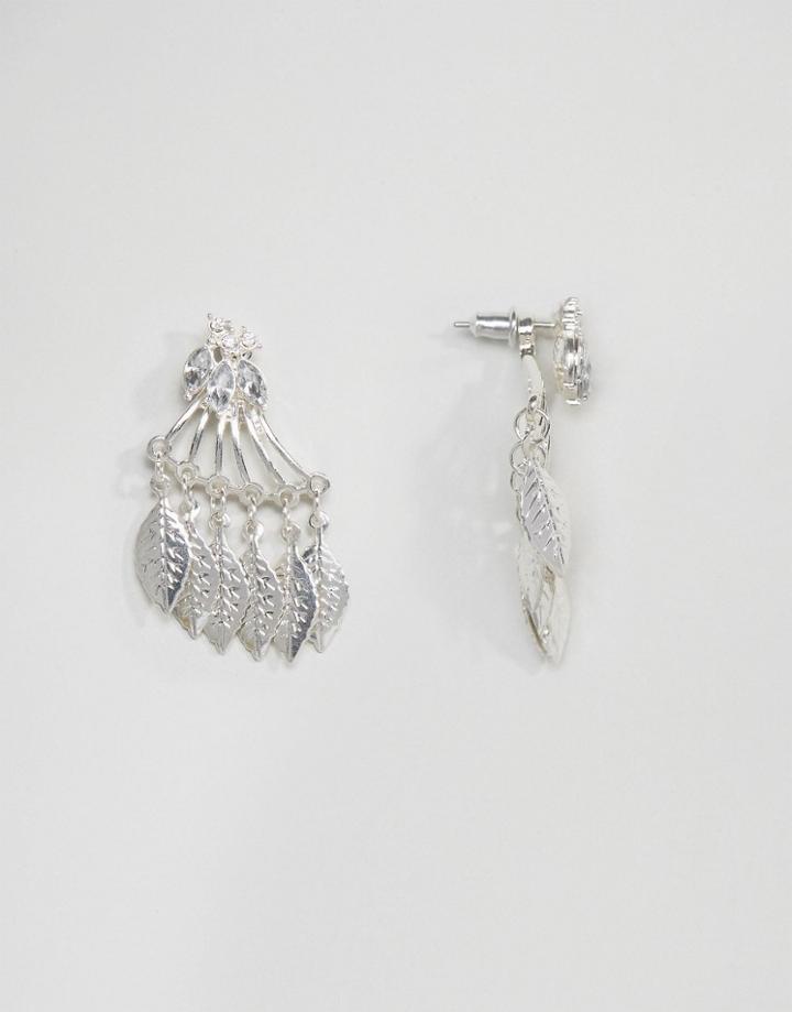 Asos Stone Leaf Swing Earrings - Silver