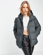 Rains 1506 Hooded Puffer Jacket In Slate-black