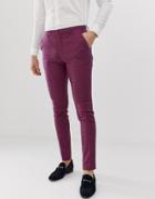 Asos Design Super Skinny Smart Pants In Red Gingham Check - Red