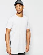 Asos Super Longline T-shirt With Extreme Side Splits In Light Gray - Light Gray