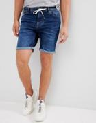 Pull & Bear Skinny Fit Denim Shorts In Mid Blue - Blue