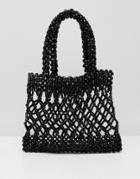 Asos Design Beaded Grab Clutch Bag-black