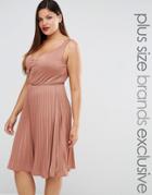 Truly You Plunge Pleated Midi Dress - Pink