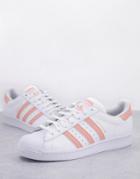 Adidas Originals Superstar Sneakers With Blush Stripes-white