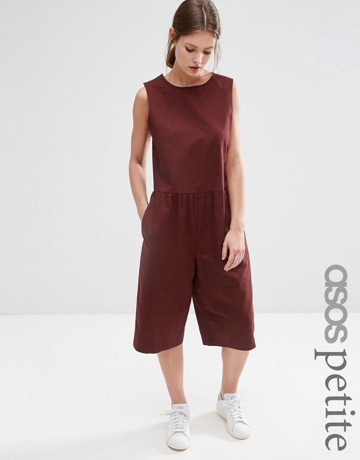 Asos Petite Oversize Jumpsuit With Gathered Waist - Oxblood